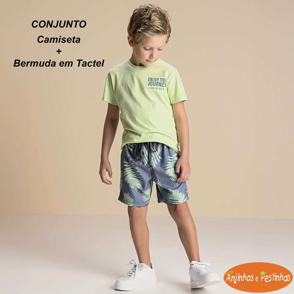 Conjunto de camiseta com bermude em tactel