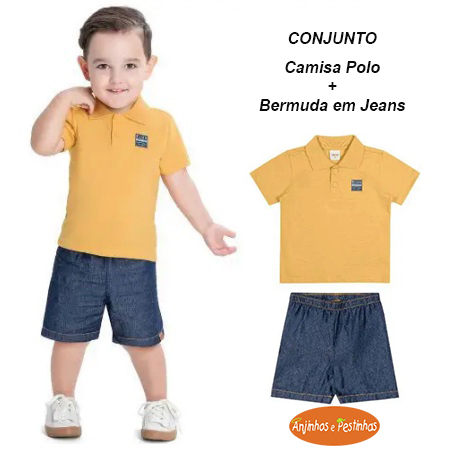 Conjunto Camisa Polo com Bermuda Jeans